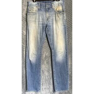 True Religion Slim Flap Straight Leg Jeans 31 x 33  Distressed Faded